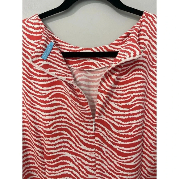 J McLaughlin Sophia Dress Women’s Large Orange Catalina Cloth Sheath Radio Waves - Picture 7 of 15